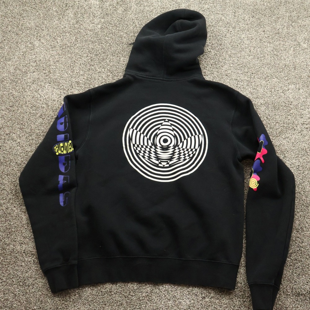 Adidas‎ Hoodie Mens M Black Graphic Logo Sweatshirt NWT Athletic Gym Streetwear